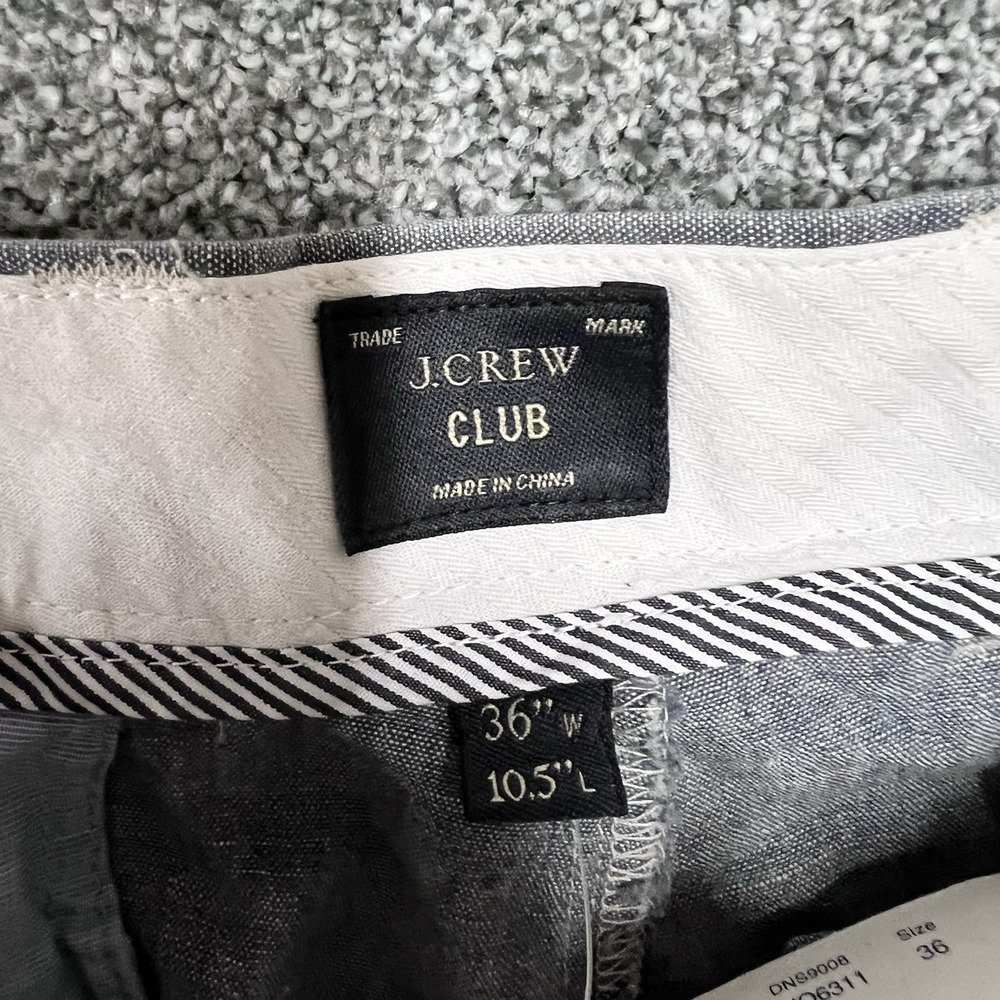 J.Crew Club Linen Blend Shorts Gray Flat Front Chino Mens 36 NWT A0873 - Picture 3 of 6